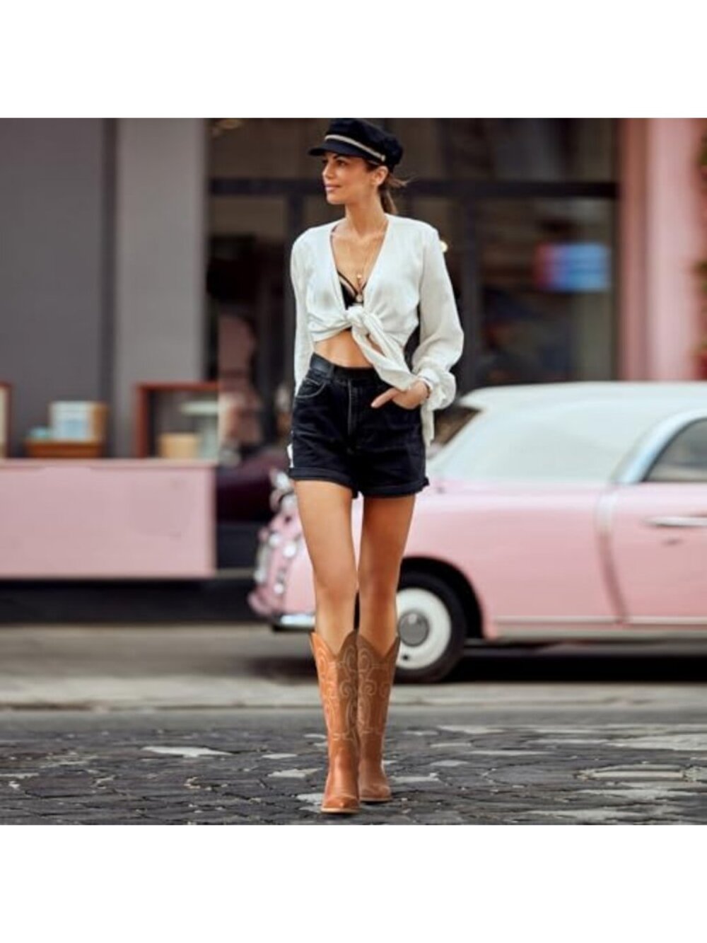 Stylish Knee-High Cowboy Boots for Women | Trendy Cowgirl Footwear - Picture 2 of 6